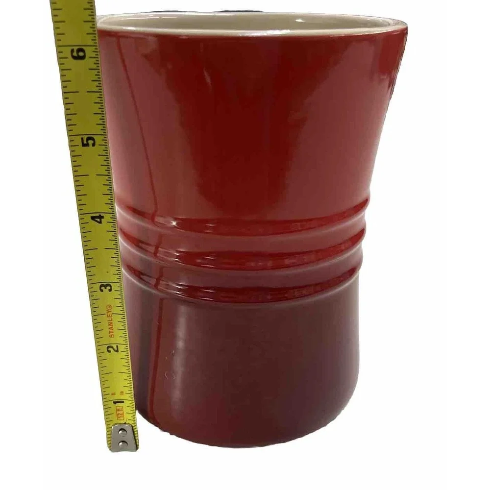 LE CREUSET Cerise Stoneware Utensil Holder Red Orange Ombre Crock